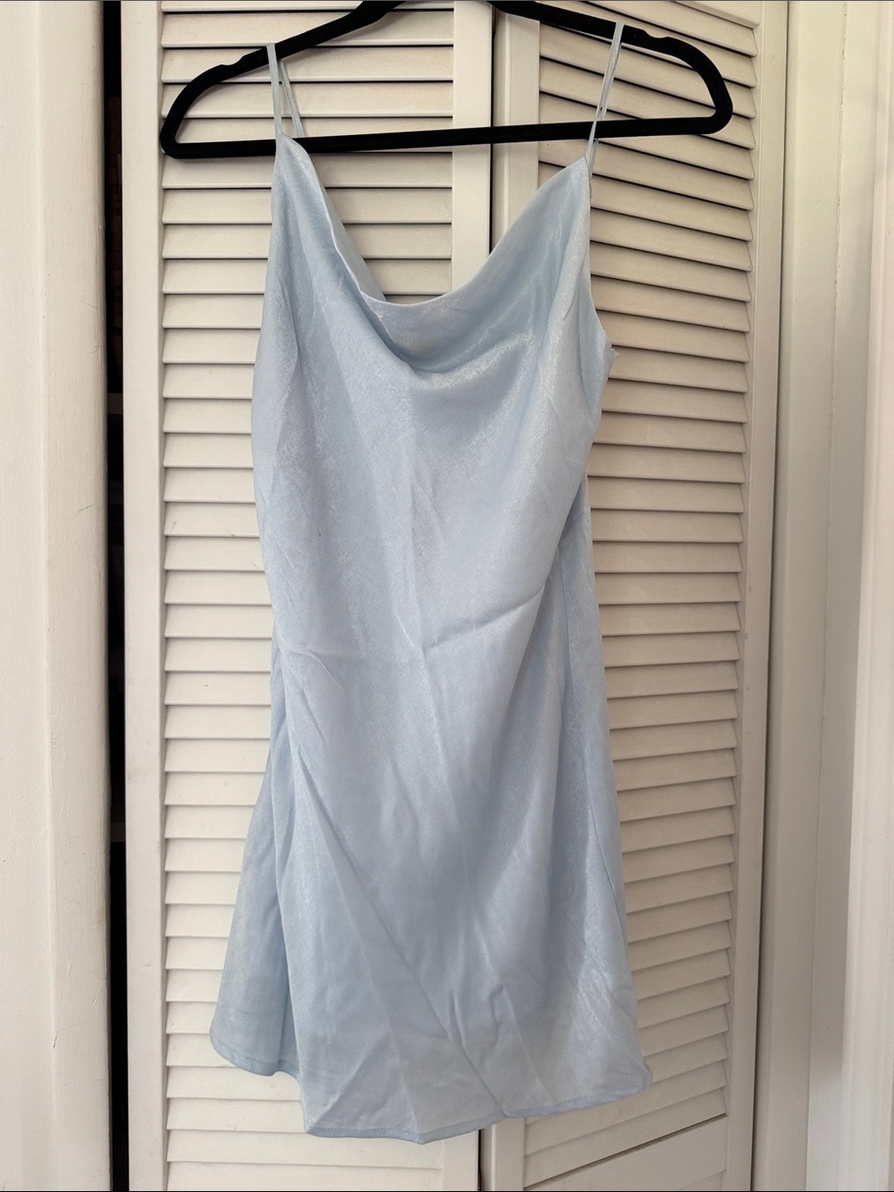 Light Blue Cowl Neck Slip Dress